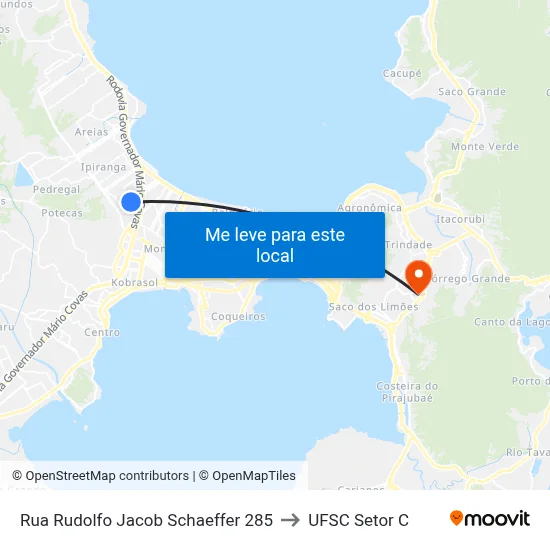 Rua Rudolfo Jacob Schaeffer 285 to UFSC Setor C map