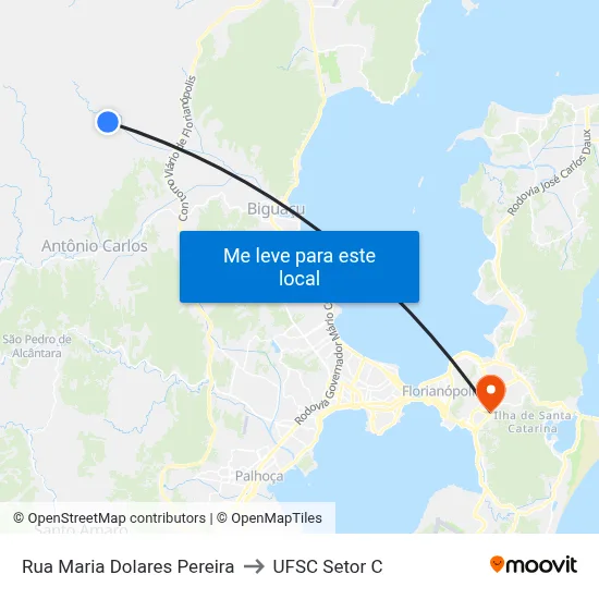 Rua Maria Dolares Pereira to UFSC Setor C map