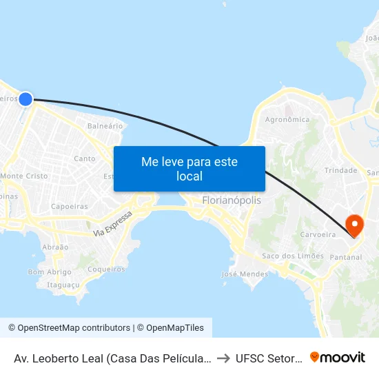 Avenida Leoberto Leal 13 to UFSC Setor C map