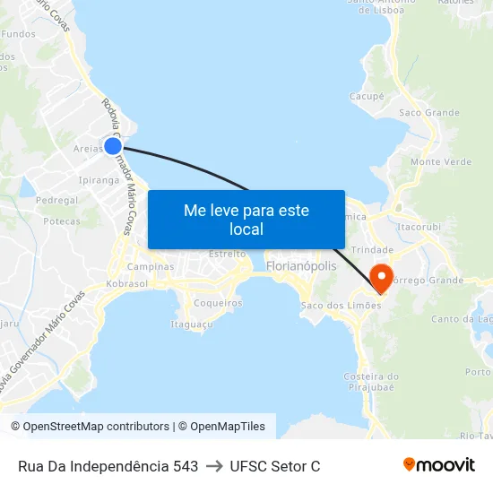 Rua Da Independência 543 to UFSC Setor C map