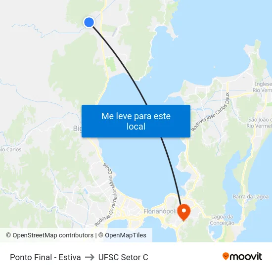 Ponto Final - Estiva to UFSC Setor C map