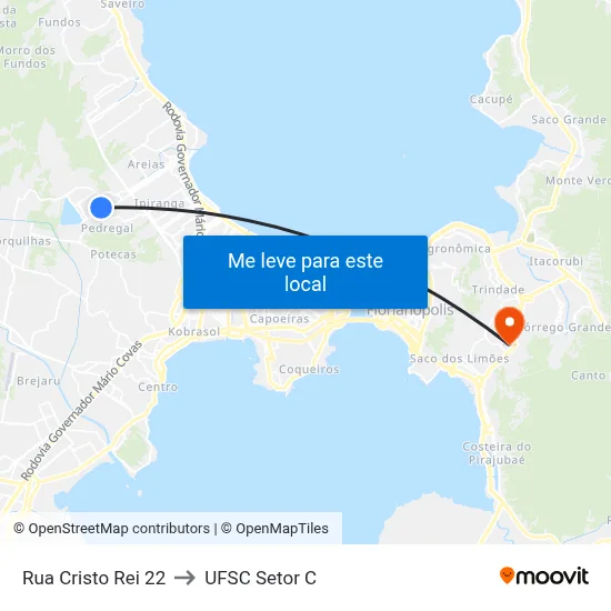 Rua Cristo Rei 22 to UFSC Setor C map