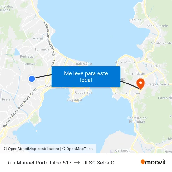 Rua Manoel Pôrto Filho 517 to UFSC Setor C map