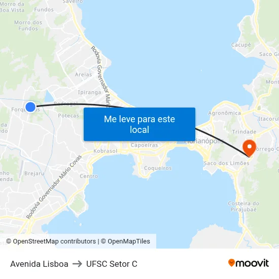 Avenida Lisboa to UFSC Setor C map