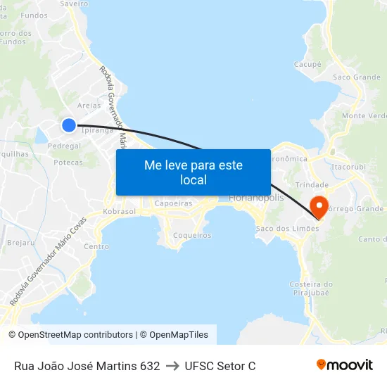 Rua João José Martins 632 to UFSC Setor C map