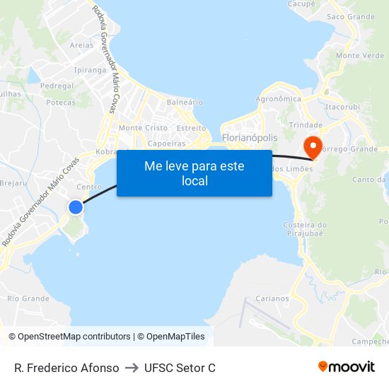 R. Frederico Afonso to UFSC Setor C map