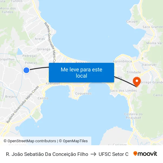 R. João Sebatião Da Conceição Filho to UFSC Setor C map