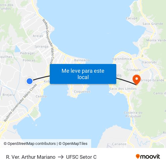 R. Ver. Arthur Mariano to UFSC Setor C map