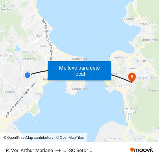 R. Ver. Arthur Mariano to UFSC Setor C map