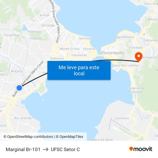 Marginal Br-101 to UFSC Setor C map