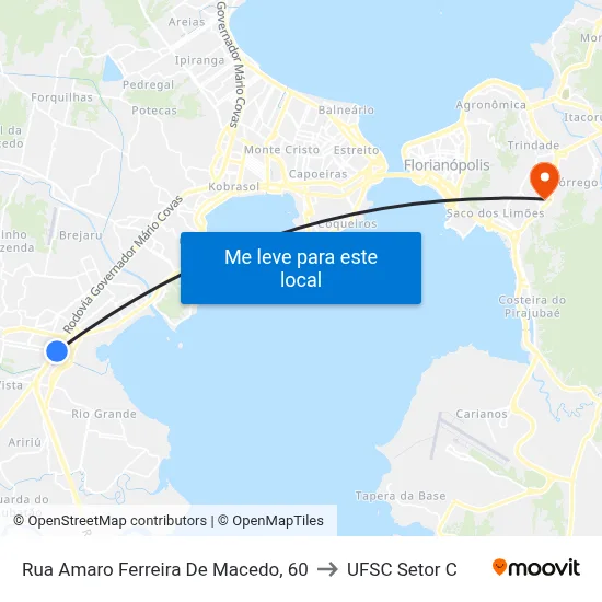Rua Amaro Ferreira De Macedo, 60 to UFSC Setor C map
