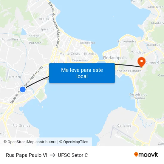 Rua Papa Paulo VI to UFSC Setor C map
