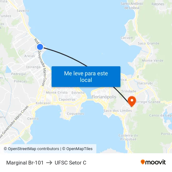Marginal Br-101 to UFSC Setor C map