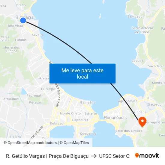 R. Getúlio Vargas | Praça De Biguaçu to UFSC Setor C map