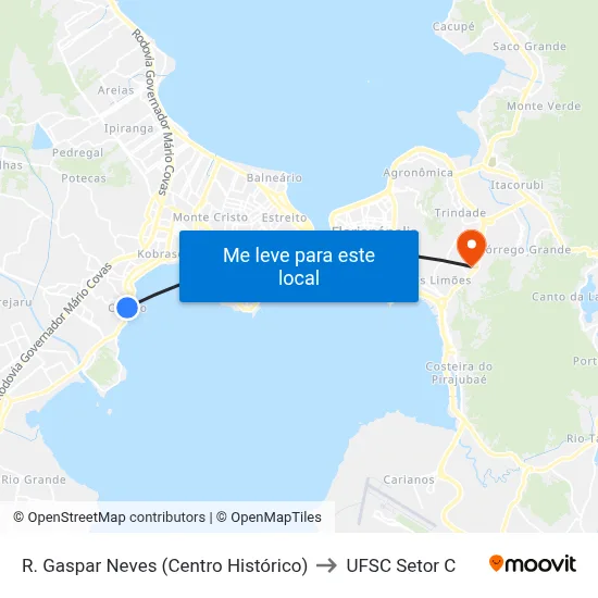 R. Gaspar Neves (Centro Histórico) to UFSC Setor C map