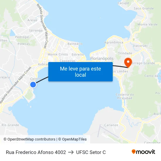 Rua Frederico Afonso 4002 to UFSC Setor C map