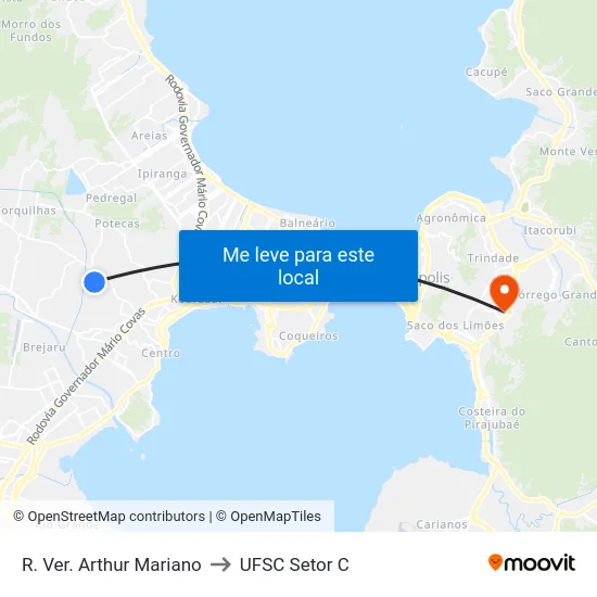 R. Ver. Arthur Mariano to UFSC Setor C map