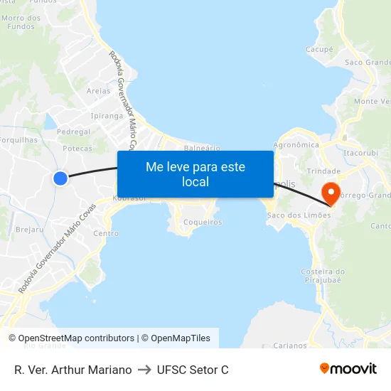 R. Ver. Arthur Mariano to UFSC Setor C map