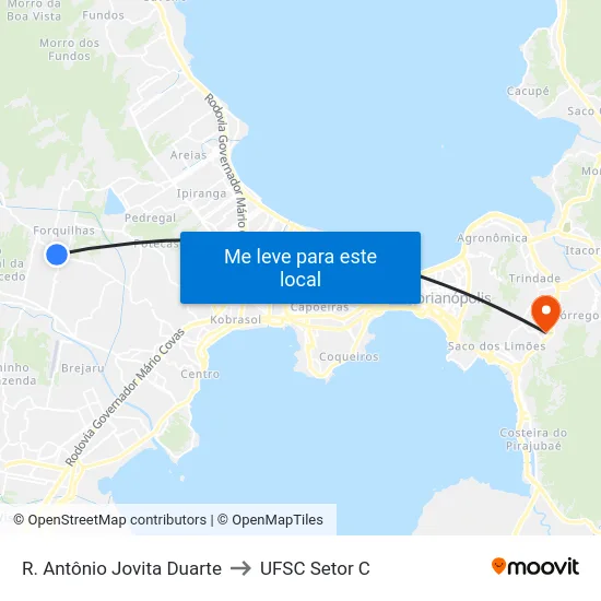 R. Antônio Jovita Duarte to UFSC Setor C map