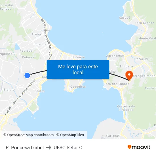 R. Princesa Izabel to UFSC Setor C map