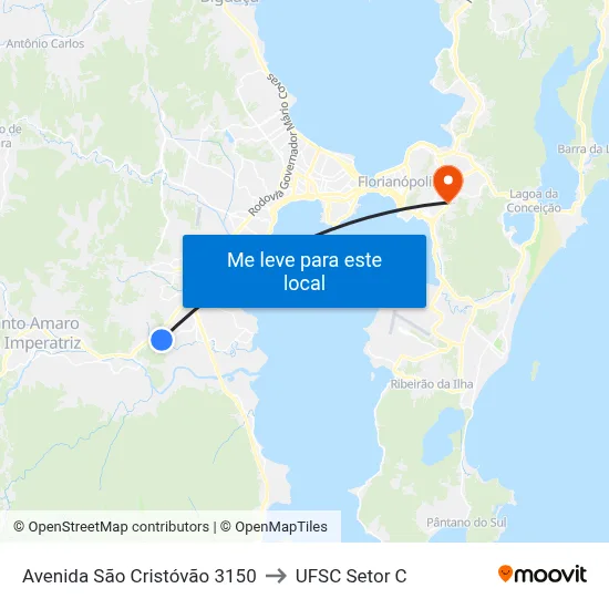 Avenida São Cristóvão 3150 to UFSC Setor C map