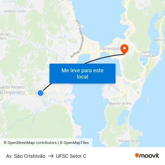 Av. São Cristóvão to UFSC Setor C map