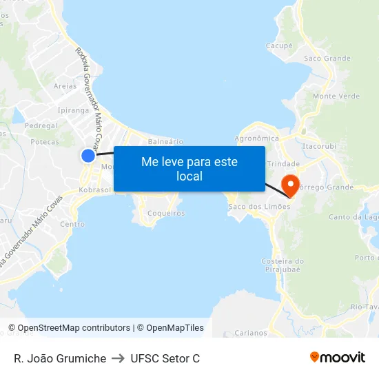 R. João Grumiche to UFSC Setor C map