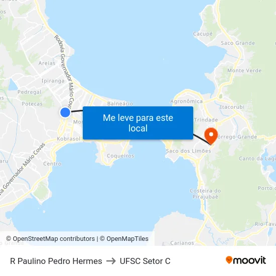 R Paulino Pedro Hermes to UFSC Setor C map