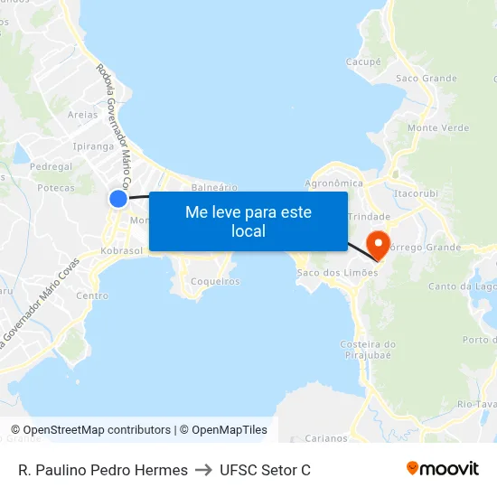 R. Paulino Pedro Hermes to UFSC Setor C map