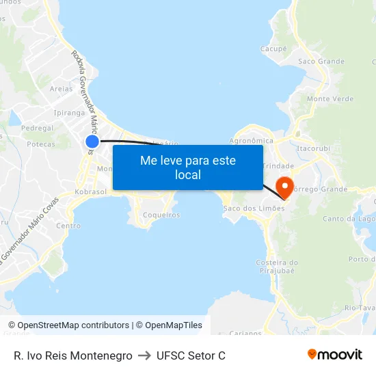 R. Ivo Reis Montenegro to UFSC Setor C map