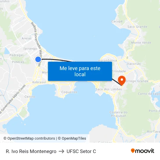 R. Ivo Reis Montenegro to UFSC Setor C map