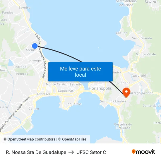 R. Nossa Sra De Guadalupe to UFSC Setor C map