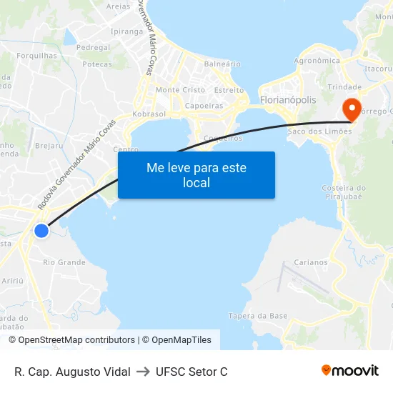 R. Cap. Augusto Vidal to UFSC Setor C map