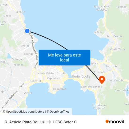 R. Acácio Pinto Da Luz to UFSC Setor C map