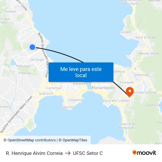 R. Henrique Alvim Correia to UFSC Setor C map