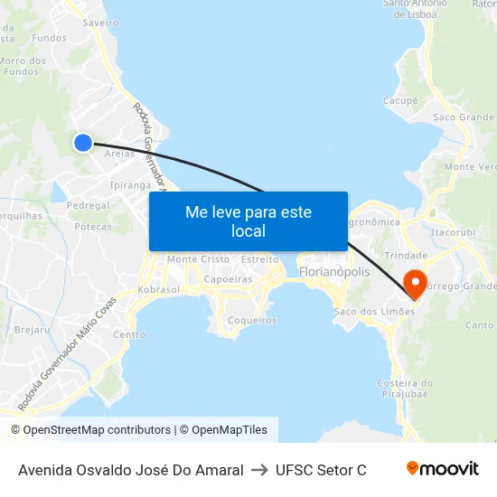 Avenida Osvaldo José Do Amaral to UFSC Setor C map