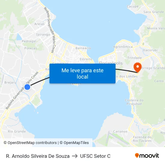 R. Arnoldo Silveira De Souza to UFSC Setor C map