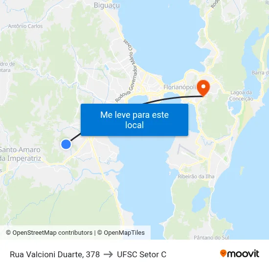 Rua Valcioni Duarte, 378 to UFSC Setor C map