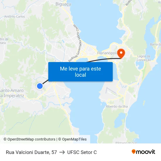 Rua Valcioni Duarte, 57 to UFSC Setor C map