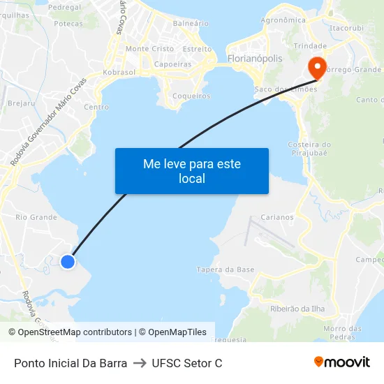 Ponto Inicial Da Barra to UFSC Setor C map