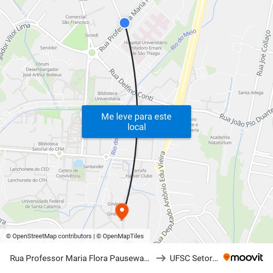 Rua Professor Maria Flora Pausewang to UFSC Setor C map