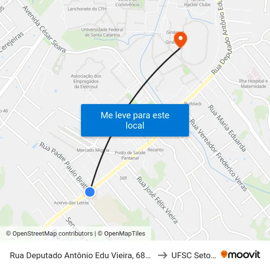 Rua Deputado Antônio Edu Vieira, 680/670 to UFSC Setor C map