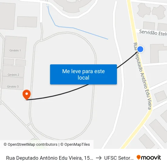 Rua Deputado Antônio Edu Vieira, 1524 to UFSC Setor C map