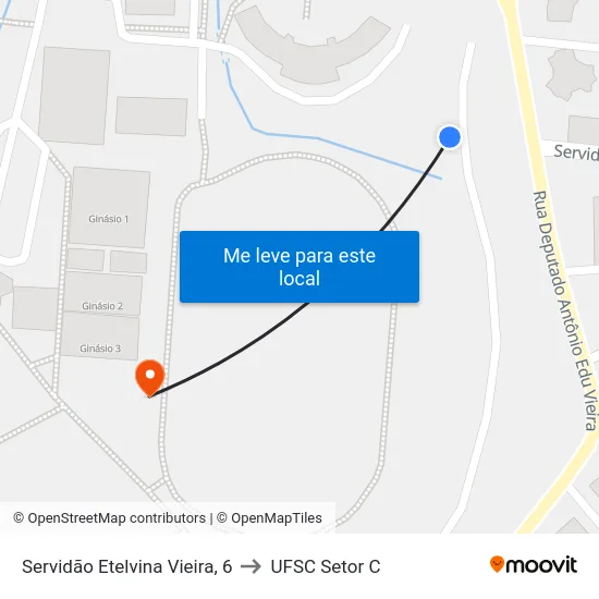 Servidão Etelvina Vieira, 6 to UFSC Setor C map