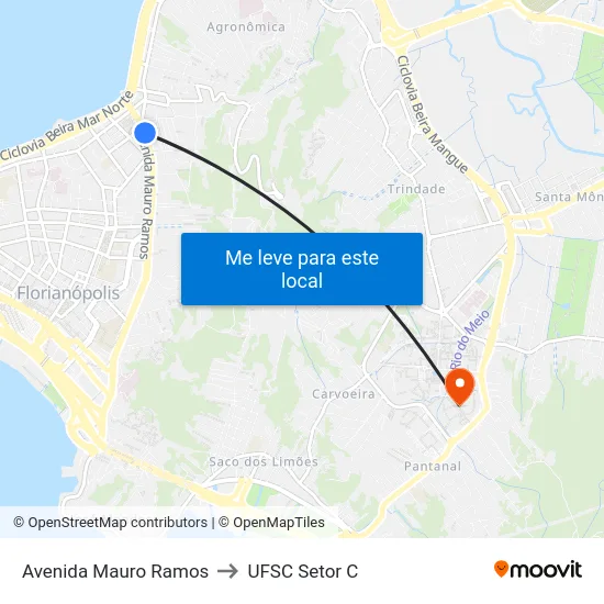 Avenida Mauro Ramos to UFSC Setor C map