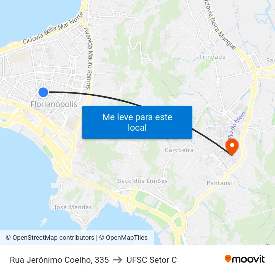 Rua Jerônimo Coelho, 335 to UFSC Setor C map