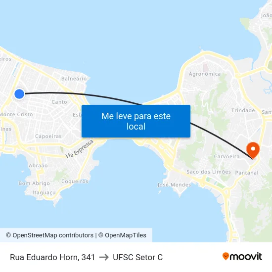 Rua Eduardo Horn, 341 to UFSC Setor C map