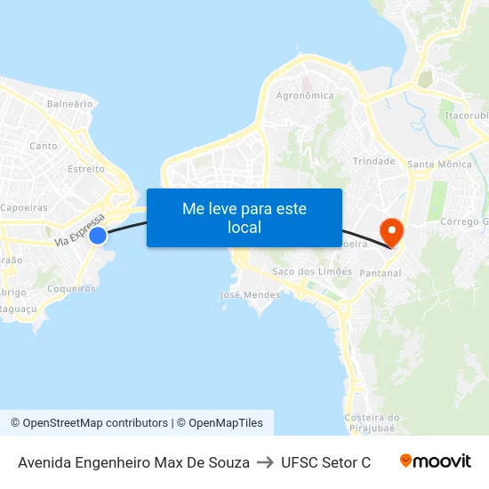 Avenida Engenheiro Max De Souza to UFSC Setor C map
