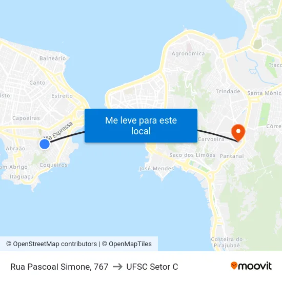 Rua Pascoal Simone, 767 to UFSC Setor C map