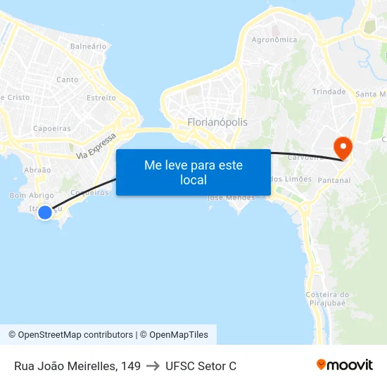 Rua João Meirelles, 149 to UFSC Setor C map